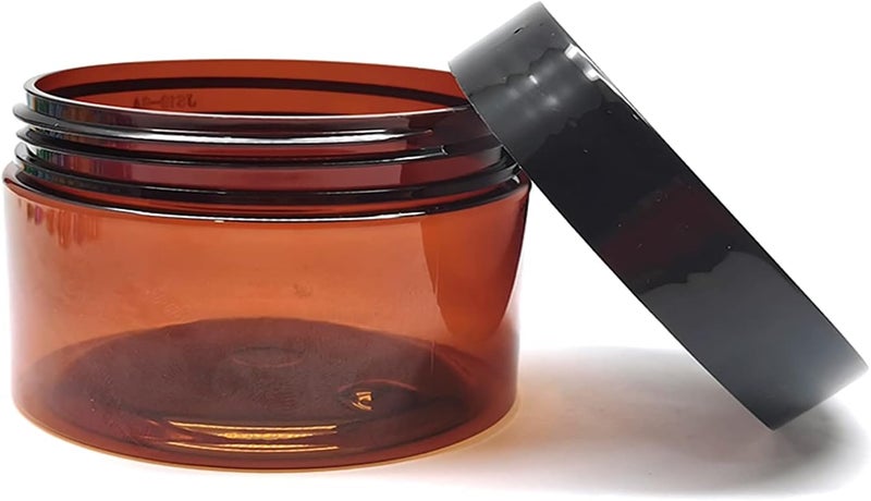 BallHull 4 oz Amber Plastic Cosmetic Jars Leak Proof Container with Black Lid for Cream, Lotion, Powder, ointment, Beauty Products etc, 12 Pcs. - Image 4